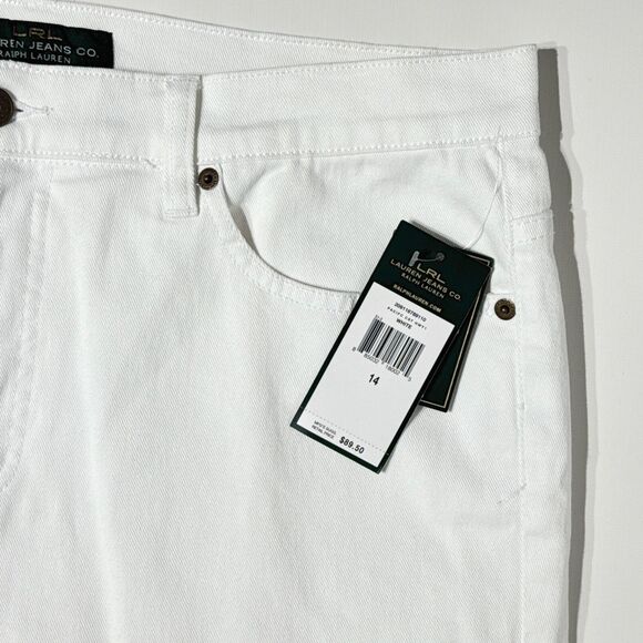 NWT $89.50 Lauren Ralph Lauren White Classic Straight Stretch Jeans Women Sz. 14 - Picture 8 of 16